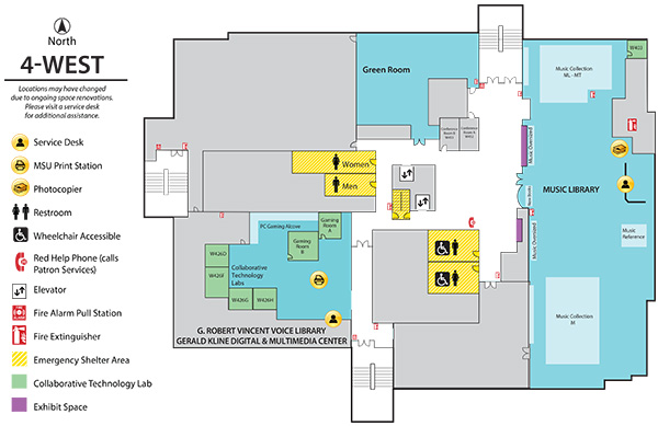 Map of Main Library West Wing 4th Floor